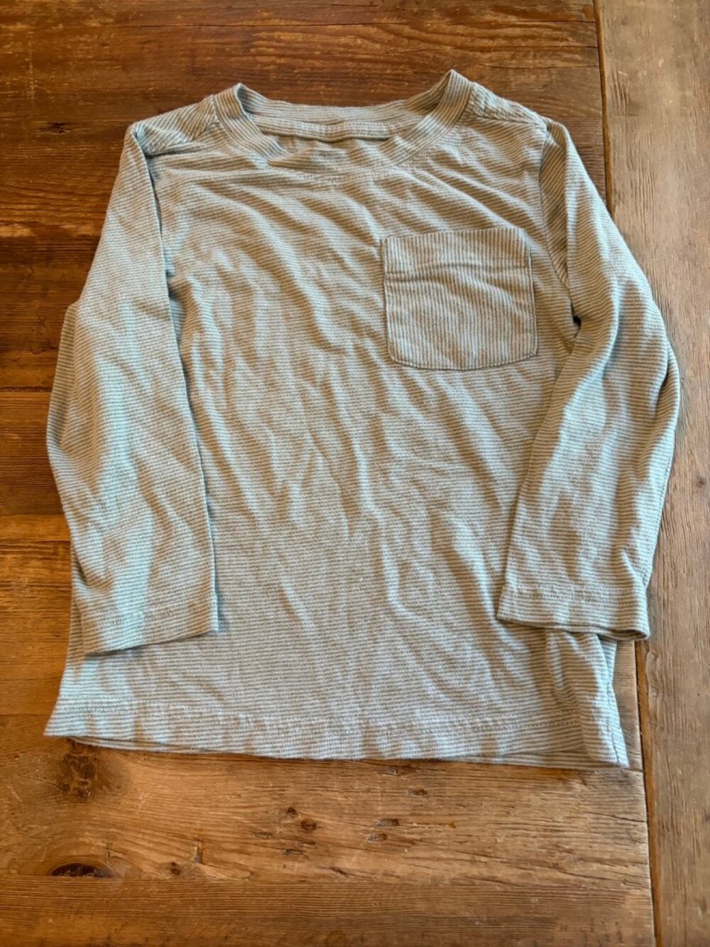 Cat & Jack 3T Green Striped Long Sleeve Pocket Tee Boys